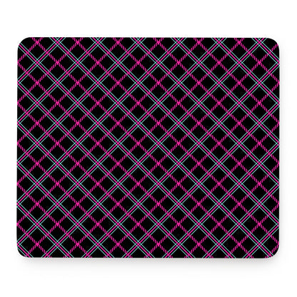 Black Pink And Blue Tartan Pattern Print Mouse Pad