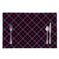 Black Pink And Blue Tartan Pattern Print Placemat
