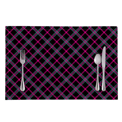 Black Pink And Blue Tartan Pattern Print Placemat