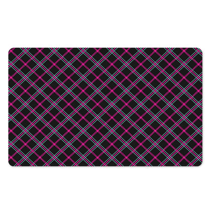 Black Pink And Blue Tartan Pattern Print Polyester Doormat
