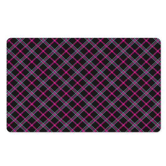 Black Pink And Blue Tartan Pattern Print Polyester Doormat