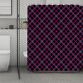 Black Pink And Blue Tartan Pattern Print Polyester Shower Curtain