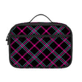 Black Pink And Blue Tartan Pattern Print Portable Lunch Bag