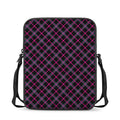Black Pink And Blue Tartan Pattern Print Rectangular Crossbody Bag
