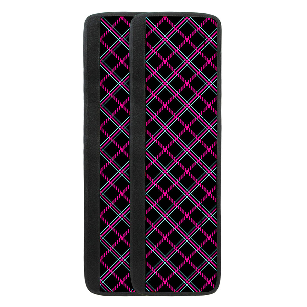 Black Pink And Blue Tartan Pattern Print Refrigerator Handle Covers