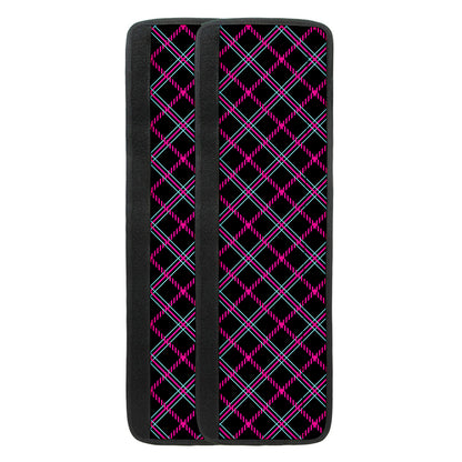 Black Pink And Blue Tartan Pattern Print Refrigerator Handle Covers