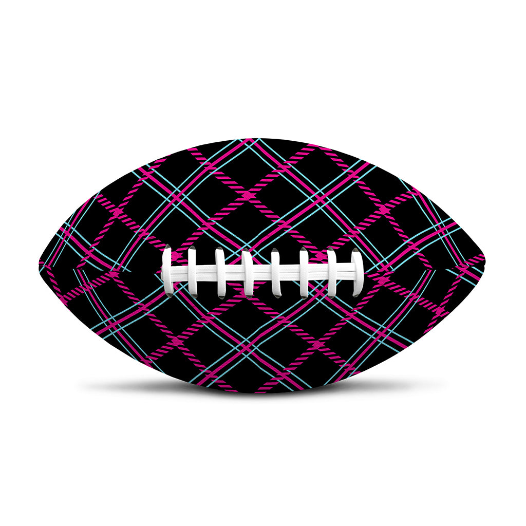Black Pink And Blue Tartan Pattern Print Rugby Ball