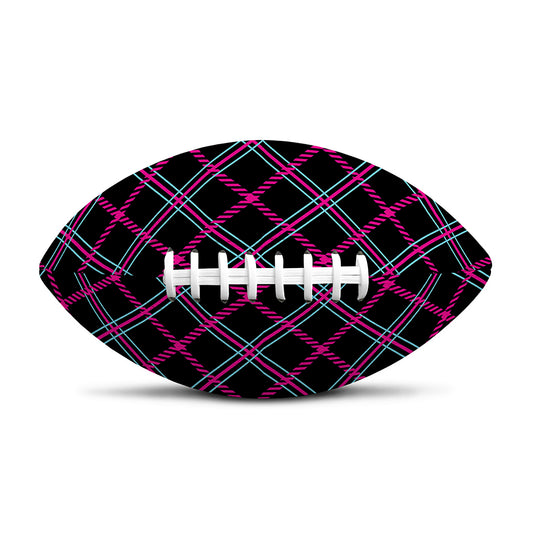 Black Pink And Blue Tartan Pattern Print Rugby Ball