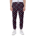 Black Pink And Blue Tartan Pattern Print Joggers