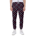 Black Pink And Blue Tartan Pattern Print Scuba Joggers