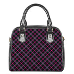 Black Pink And Blue Tartan Pattern Print Shoulder Handbag