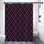 Black Pink And Blue Tartan Pattern Print Shower Curtain