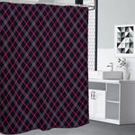 Black Pink And Blue Tartan Pattern Print Shower Curtain