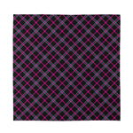 Black Pink And Blue Tartan Pattern Print Silk Bandana