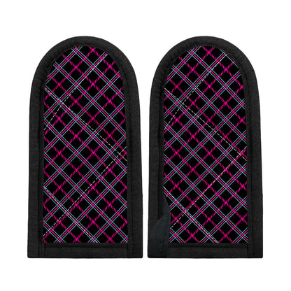 Black Pink And Blue Tartan Pattern Print Skillet Handle Cover