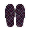 Black Pink And Blue Tartan Pattern Print Slippers