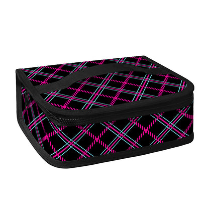Black Pink And Blue Tartan Pattern Print Small Lunch Bag