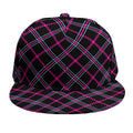 Black Pink And Blue Tartan Pattern Print Snapback Cap