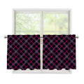 Black Pink And Blue Tartan Pattern Print Tier Curtains