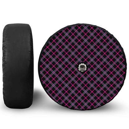 Black Pink And Blue Tartan Pattern Print Tire Cover With Camera Hole