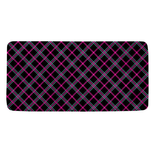 Black Pink And Blue Tartan Pattern Print Towel