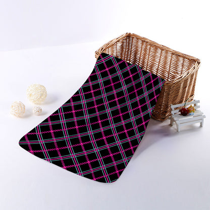 Black Pink And Blue Tartan Pattern Print Towel