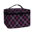Black Pink And Blue Tartan Pattern Print Travel Makeup Bag