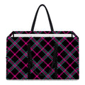 Black Pink And Blue Tartan Pattern Print Utility Tote Bag