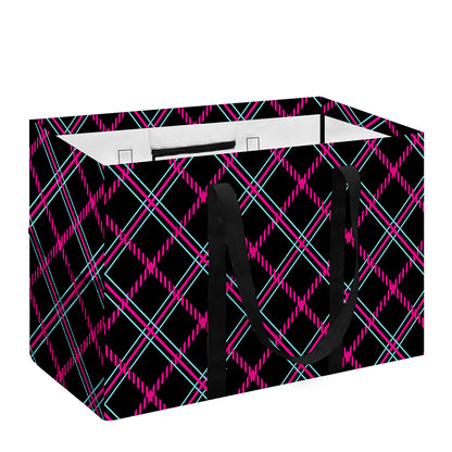 Black Pink And Blue Tartan Pattern Print Utility Tote Bag