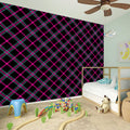 Black Pink And Blue Tartan Pattern Print Wall Sticker