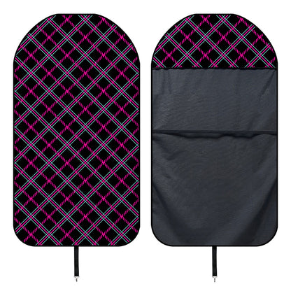 Black Pink And Blue Tartan Pattern Print Waterproof Car Seat Cover