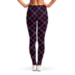 Black Pink And Blue Tartan Pattern Print Women's Leggings