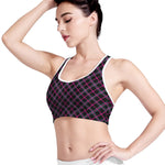 Black Pink And Blue Tartan Pattern Print Women's Sports Bra
