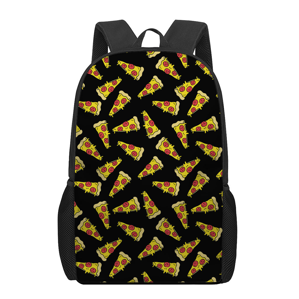 Black Pizza Pattern Print 17 Inch Backpack