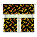 Black Pizza Pattern Print 3 Piece Kitchen Curtains