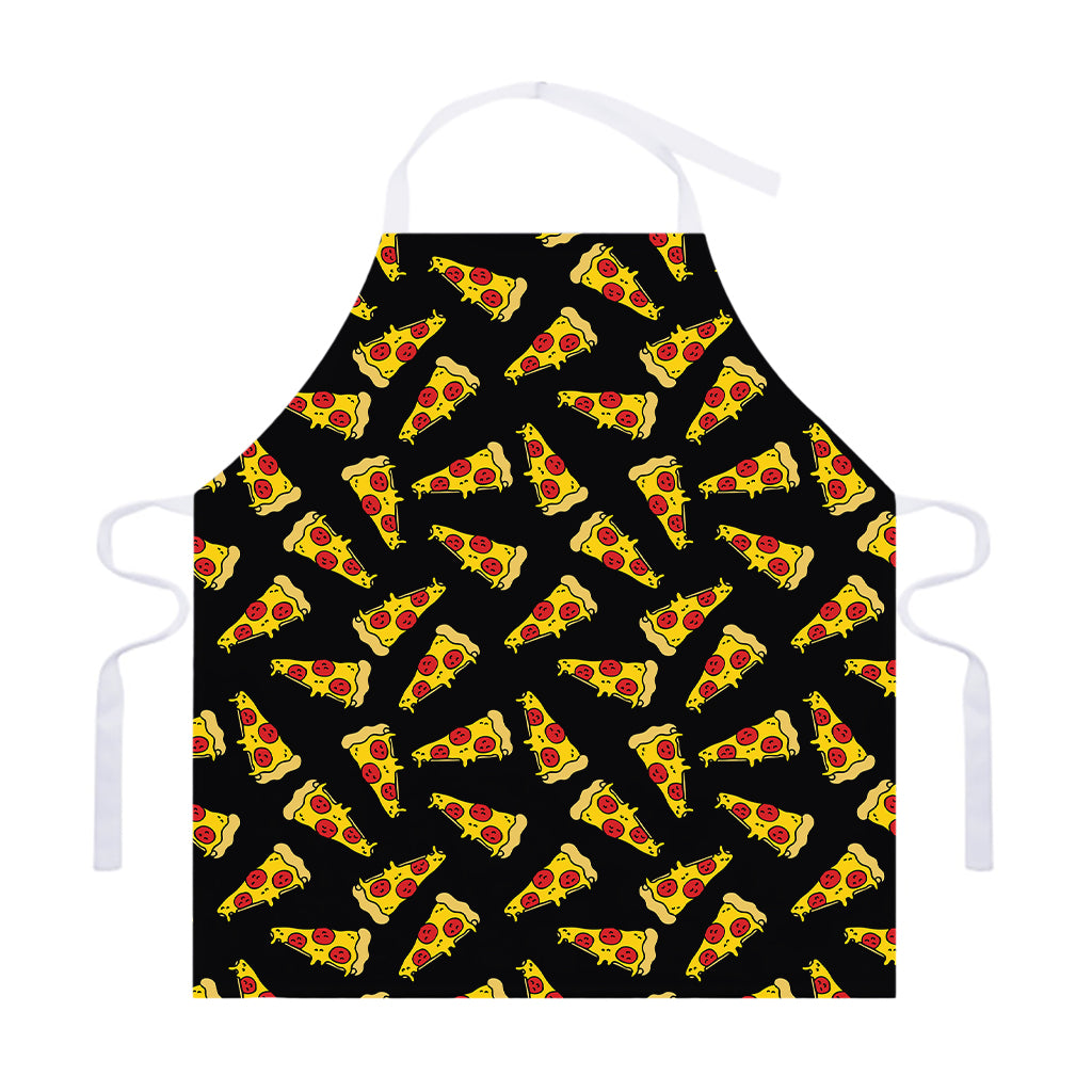 Black Pizza Pattern Print Adjustable Apron