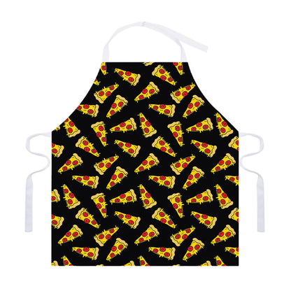 Black Pizza Pattern Print Adjustable Apron