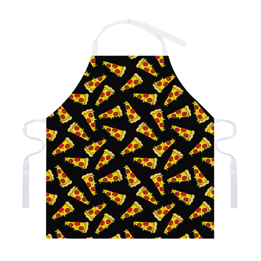 Black Pizza Pattern Print Adjustable Apron