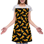 Black Pizza Pattern Print Adjustable Apron