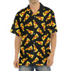 Black Pizza Pattern Print Aloha Shirt