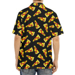 Black Pizza Pattern Print Aloha Shirt