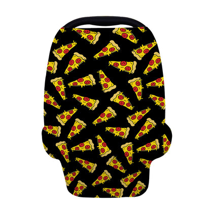 Black Pizza Pattern Print Baby Seat Cover