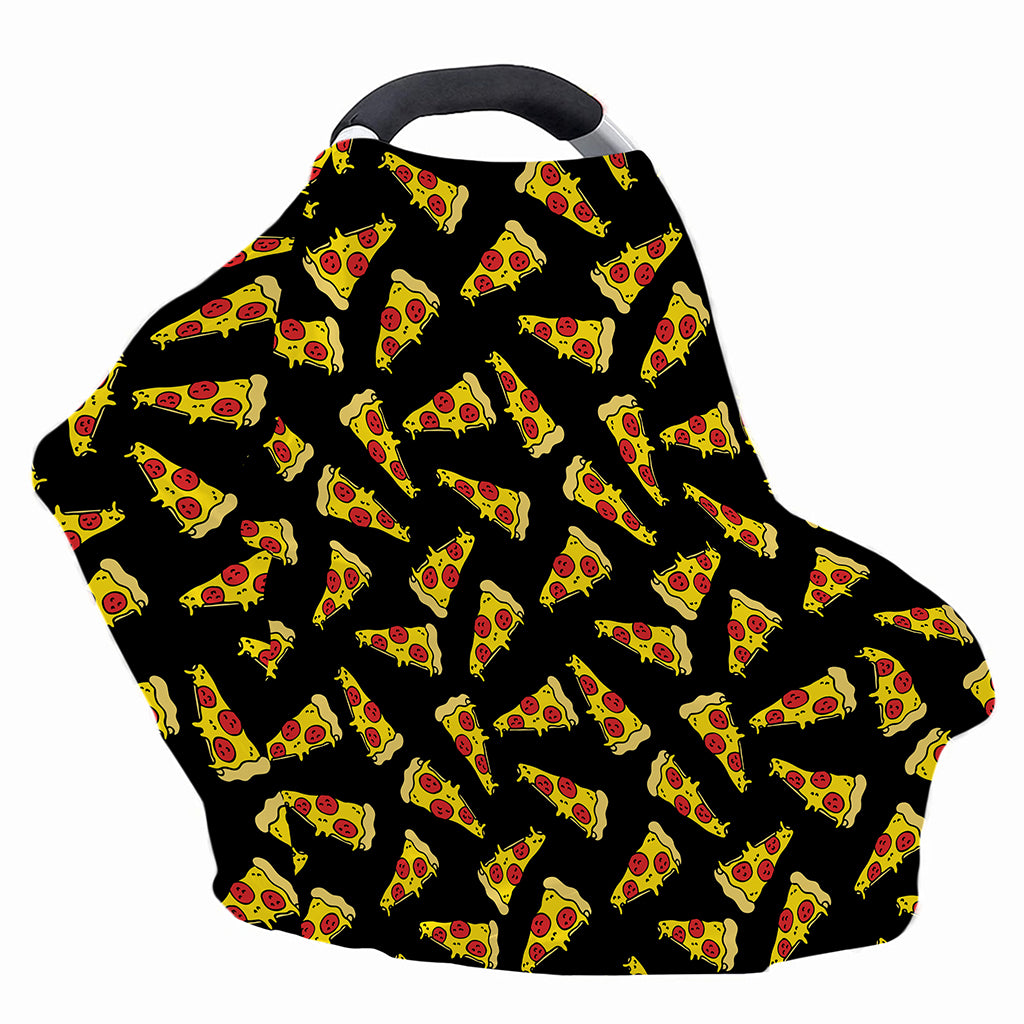 Black Pizza Pattern Print Baby Seat Cover