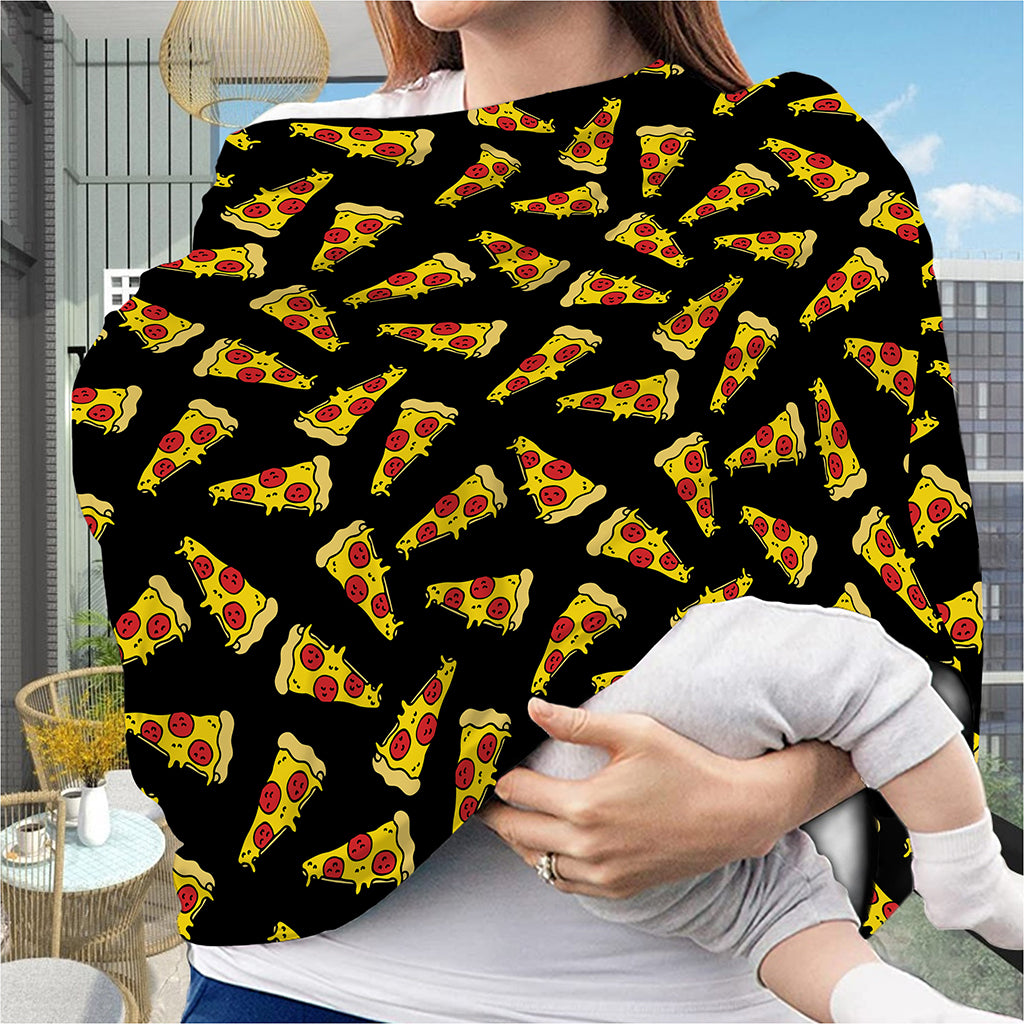 Black Pizza Pattern Print Baby Seat Cover