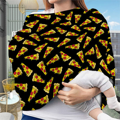 Black Pizza Pattern Print Baby Seat Cover