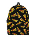 Black Pizza Pattern Print School Backpack