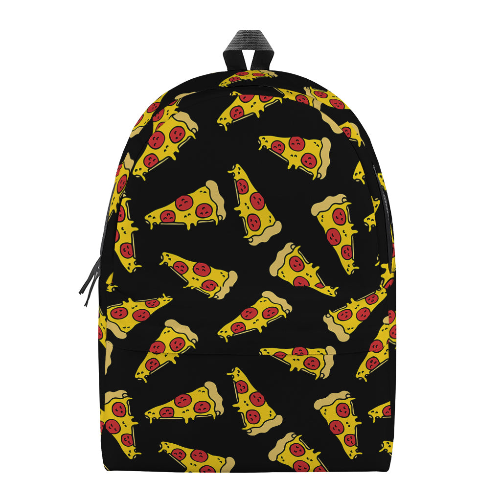 Black Pizza Pattern Print Backpack