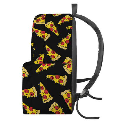 Black Pizza Pattern Print Backpack