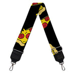 Black Pizza Pattern Print Bag Strap
