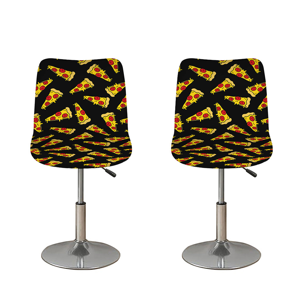 Black Pizza Pattern Print Bar Stool Covers